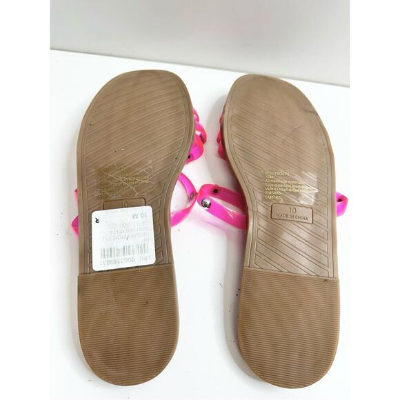 BP Jelly Strap Pink Slide Sandals Size 10 Slip On Open Toe Studded - Picture 7 of 7